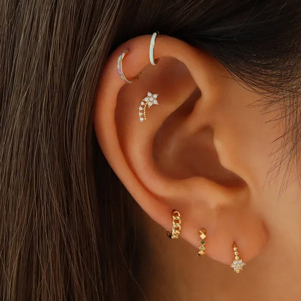 14k Gold Shooting Star Cz Internally Internal Threaded Flat Back Earring Stud Labret Piercing