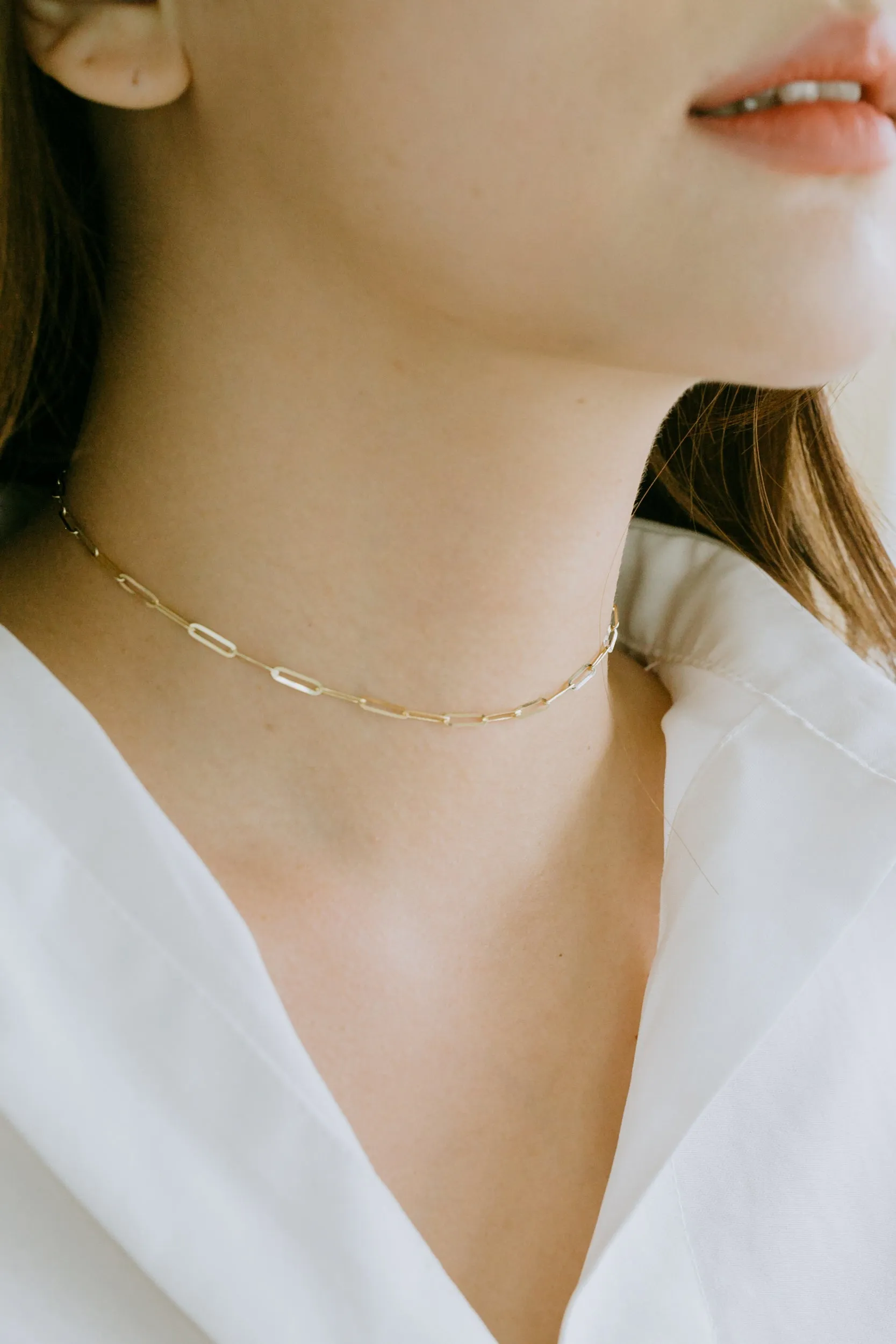 14K solid Gold Link Square Chain Neklcace