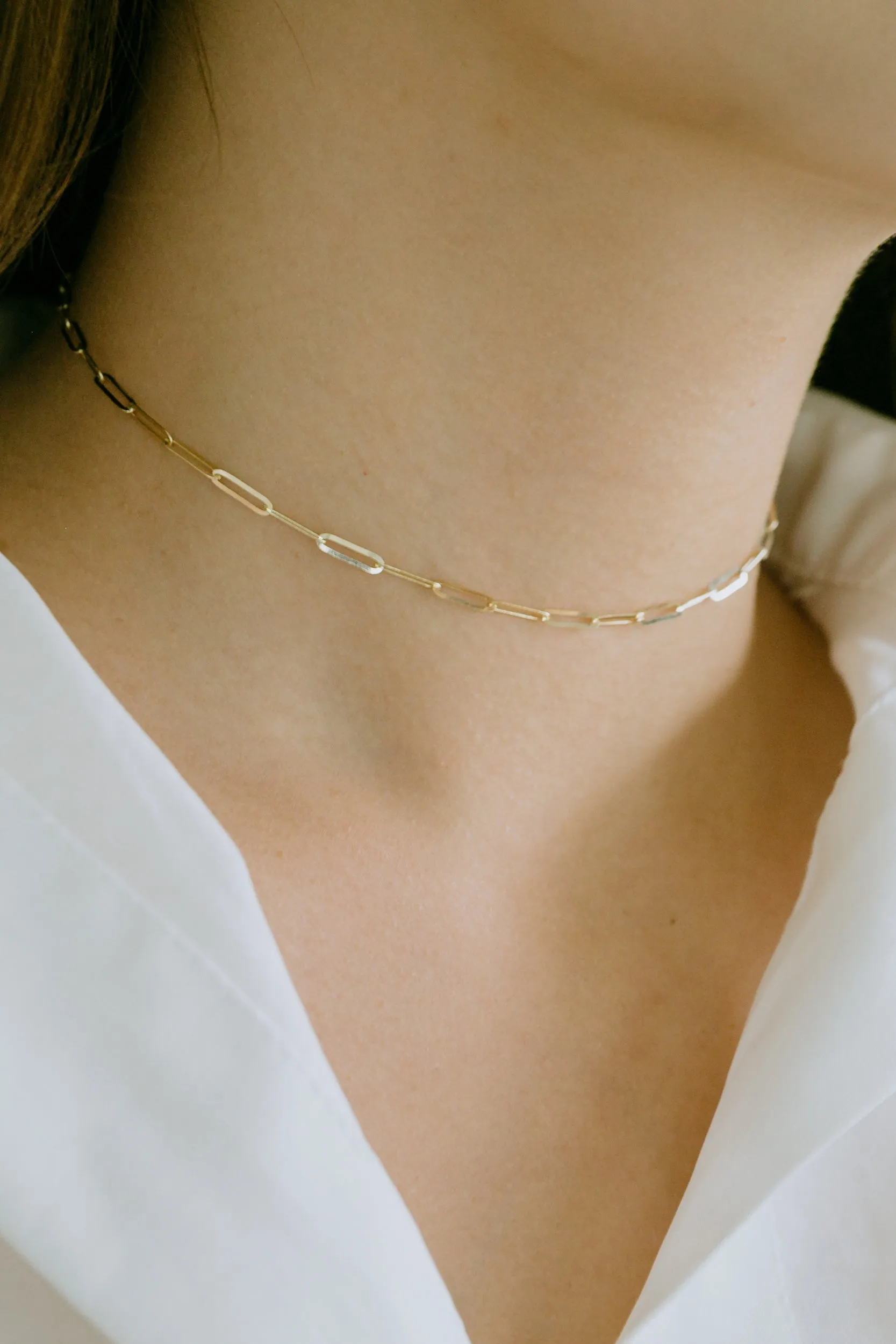 14K solid Gold Link Square Chain Neklcace