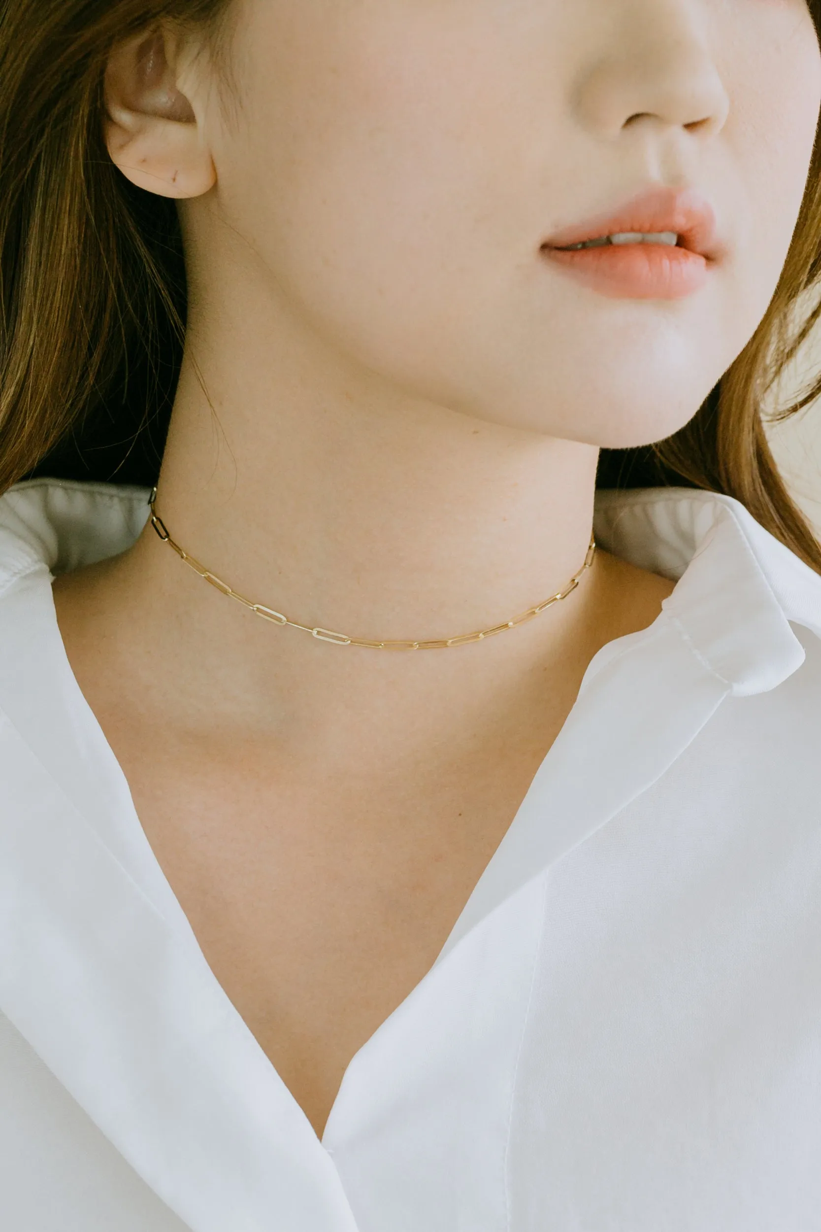 14K solid Gold Link Square Chain Neklcace