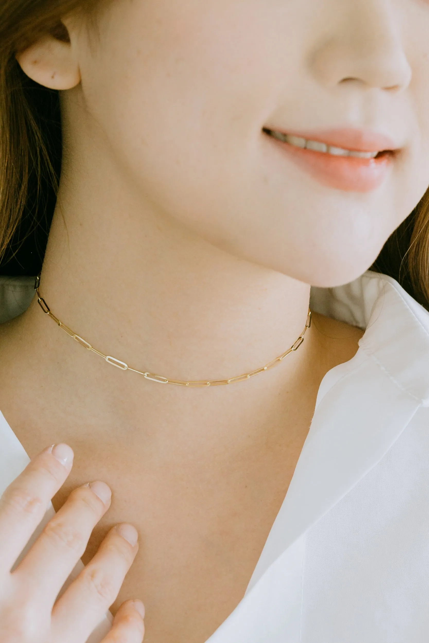 14K solid Gold Link Square Chain Neklcace