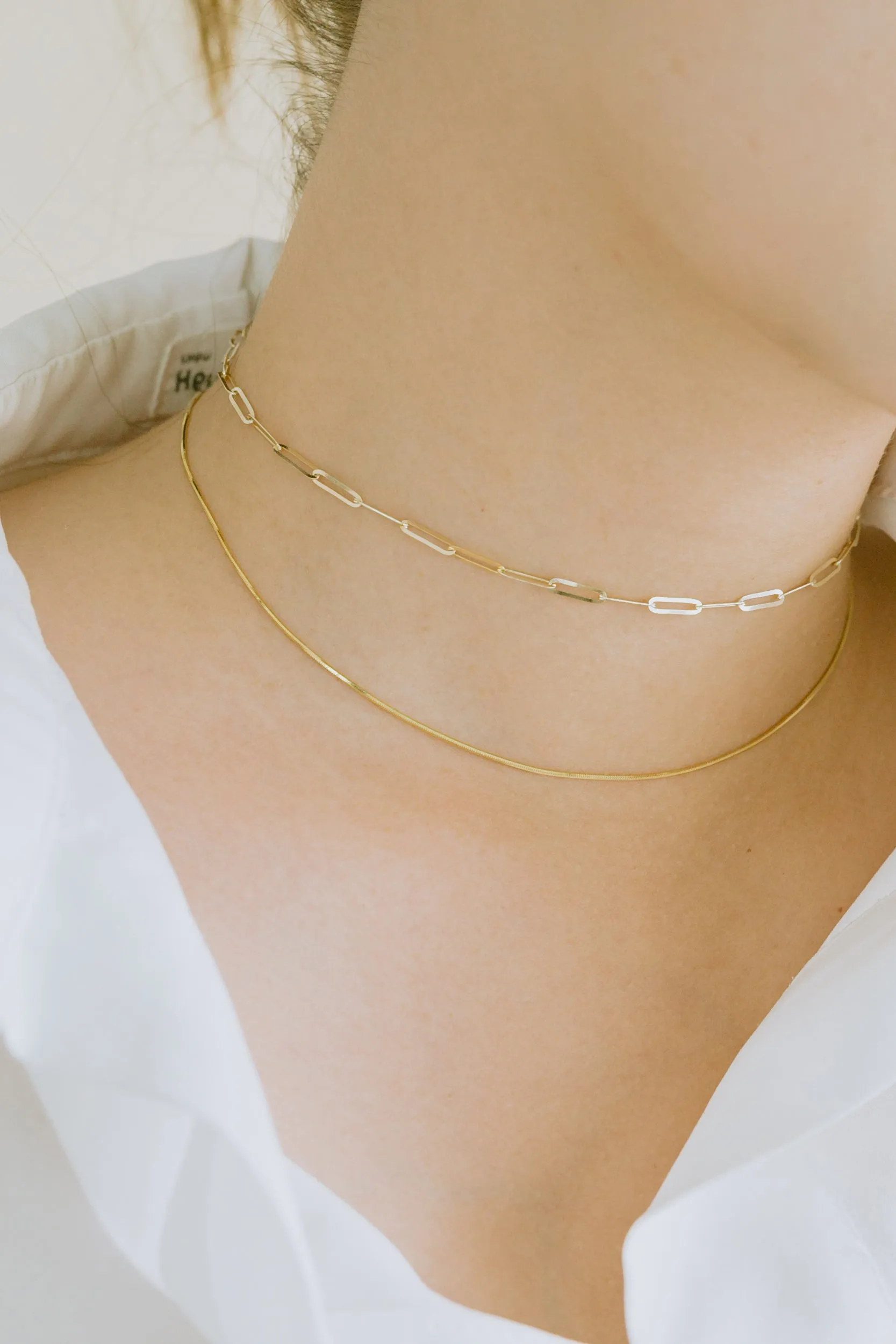 14K solid Gold Link Square Chain Neklcace