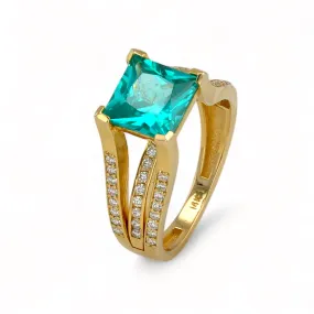 14K Yellow gold solid paraiba princess solitary ring-56889