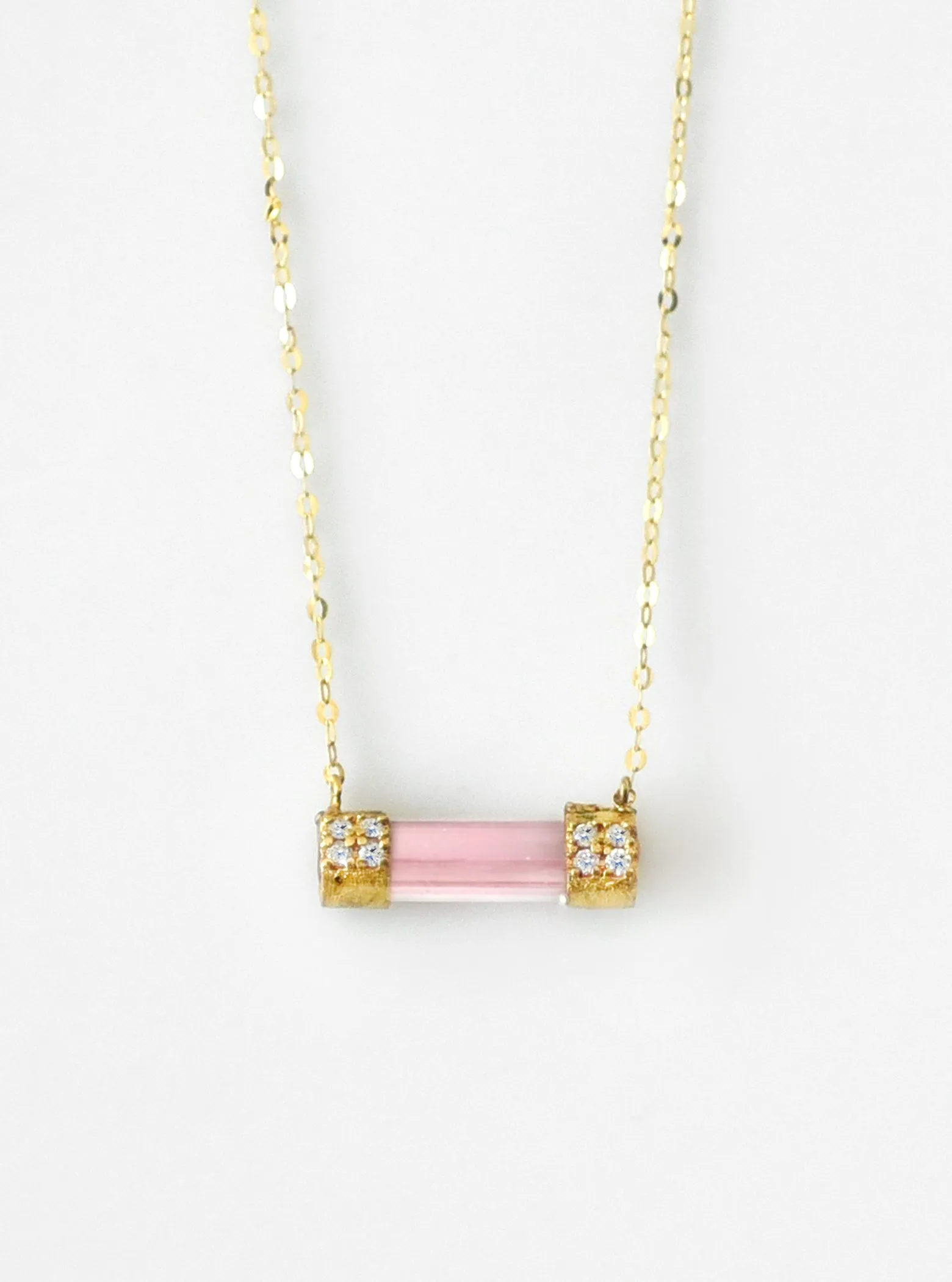 18K Gold Tourmaline Necklace with Diamond