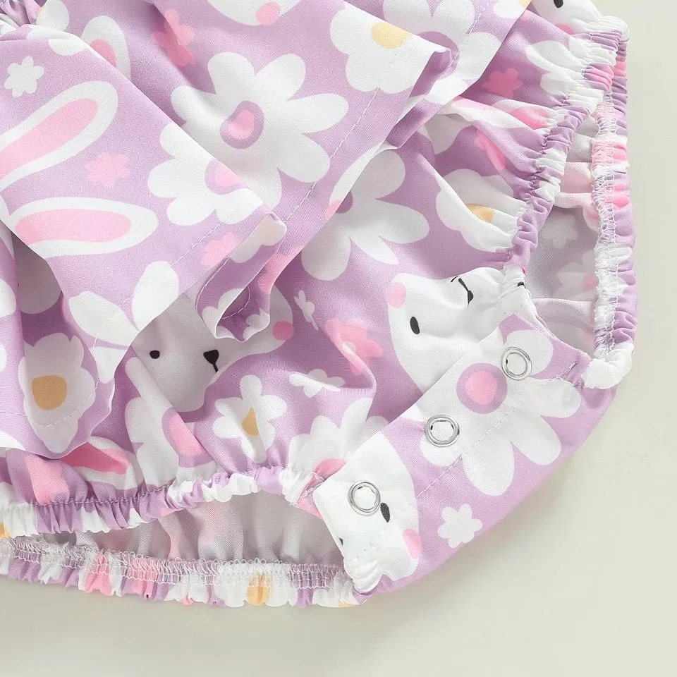 2023 Easter Baby Summer Bodysuit Rabbit Print Triangle Romper Creeper