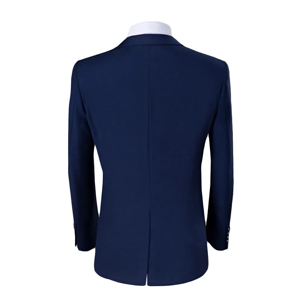 3-Piece Slim Fit Suit Casual Navy Suit