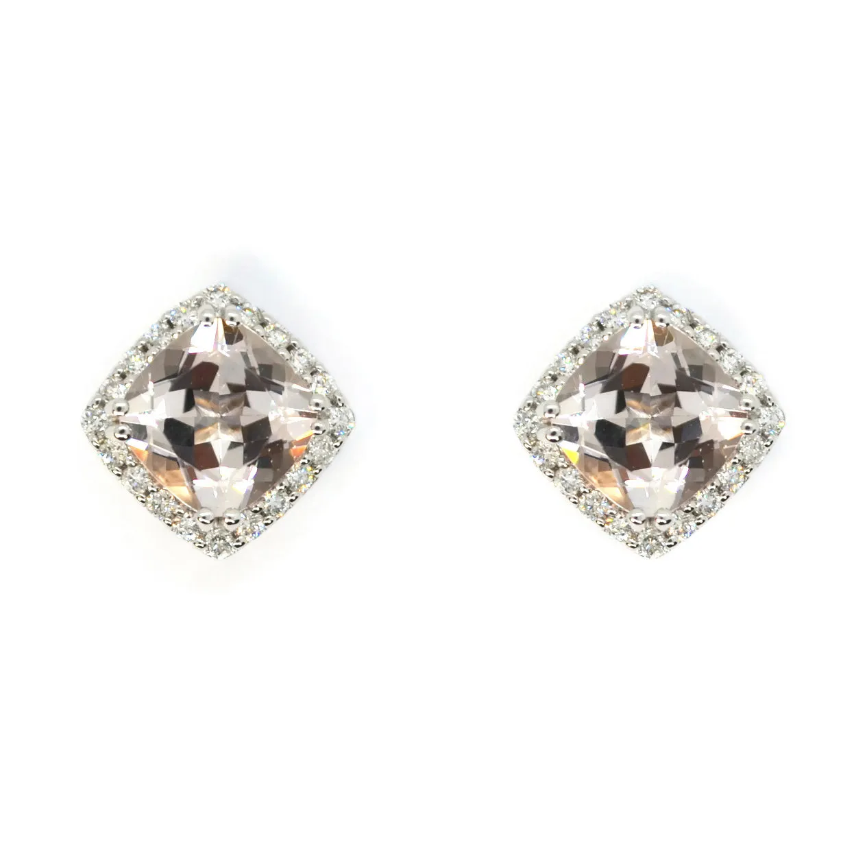 A & Furst - Dynamite - Stud Earrings with Morganite and Diamonds, 18k White Gold