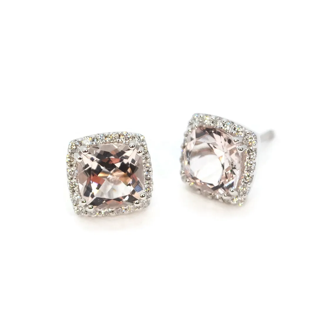 A & Furst - Dynamite - Stud Earrings with Morganite and Diamonds, 18k White Gold