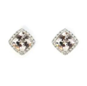 A & Furst - Dynamite - Stud Earrings with Morganite and Diamonds, 18k White Gold