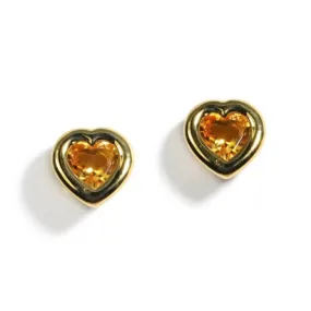 A & Furst - Gaia - Heart Stud Earrings with Citrine, 18k Yellow Gold