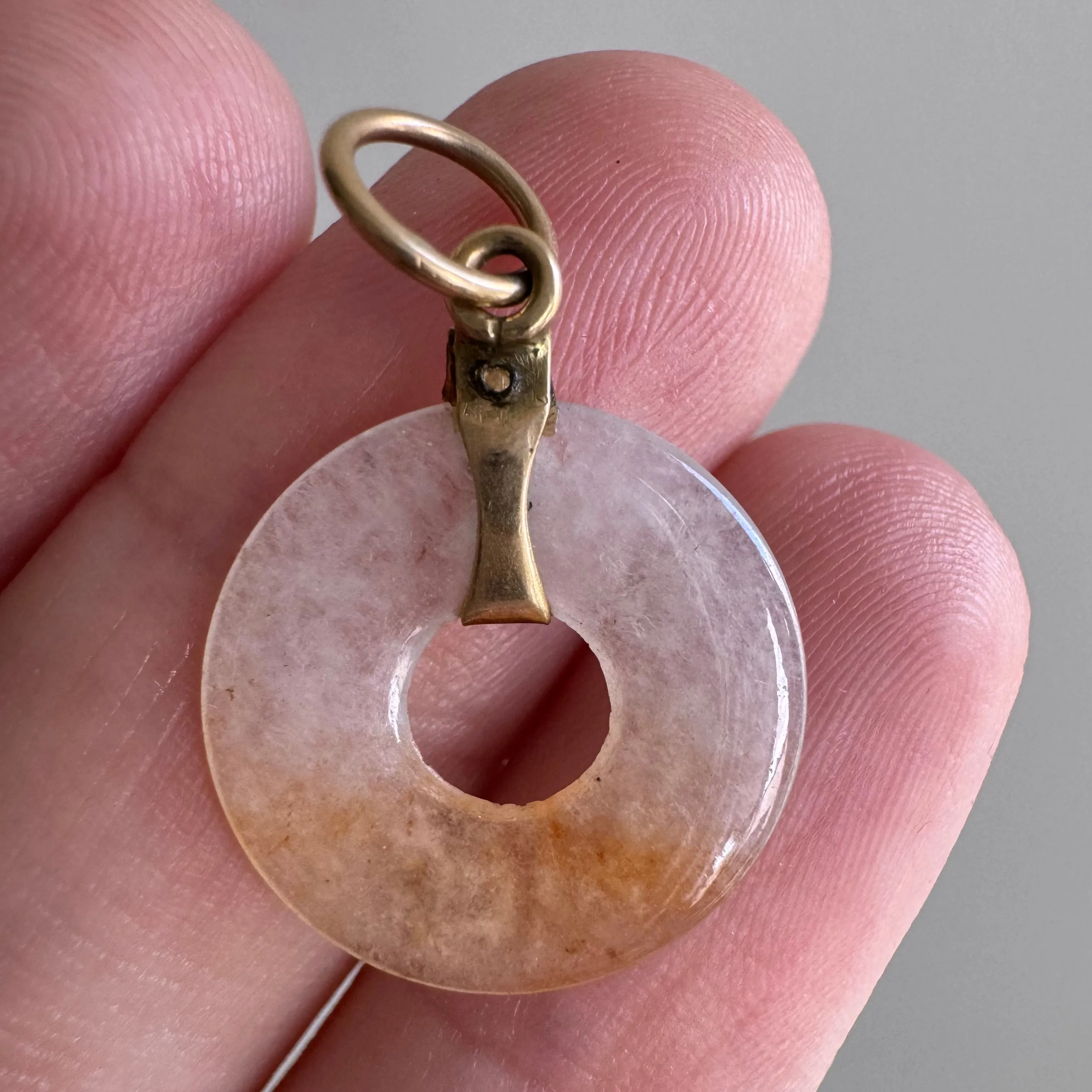 A N T I Q U E // the nature of energy / 14k white and orange jade donut / a dainty pendant