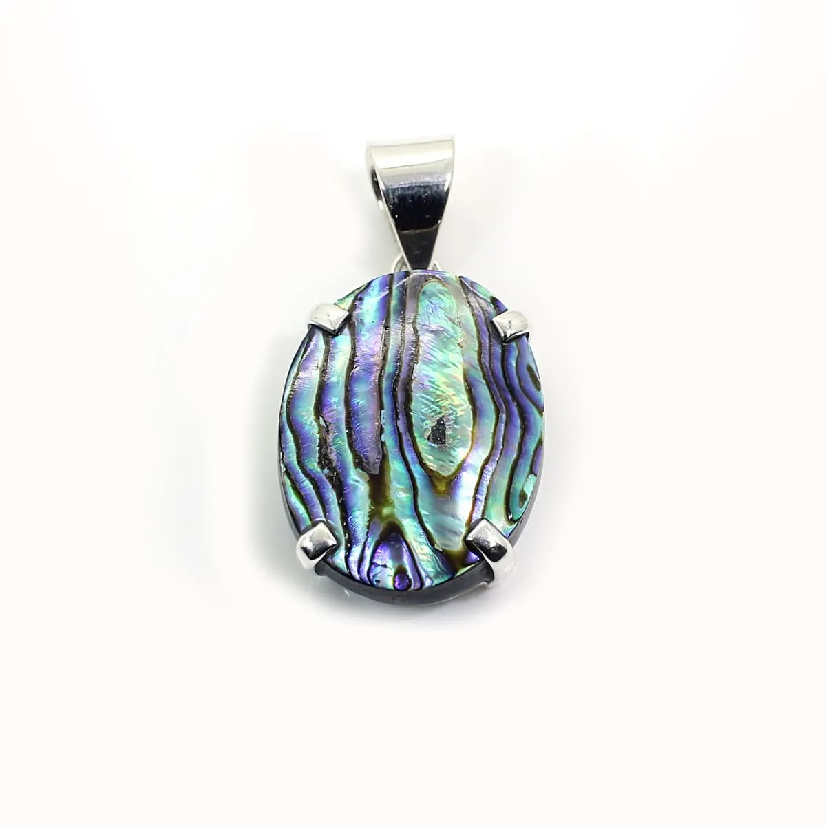 Abalone Shell Silver Prong Set Pendant Jewelry