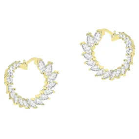 Adelyn 18k Gold Plated Sideways Hoop Earrings with CZ Crystals