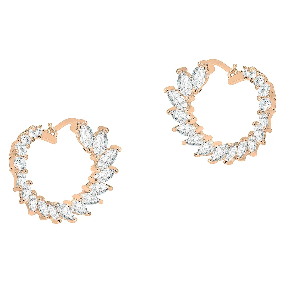 Adelyn 18k Gold Plated Sideways Hoop Earrings with CZ Crystals