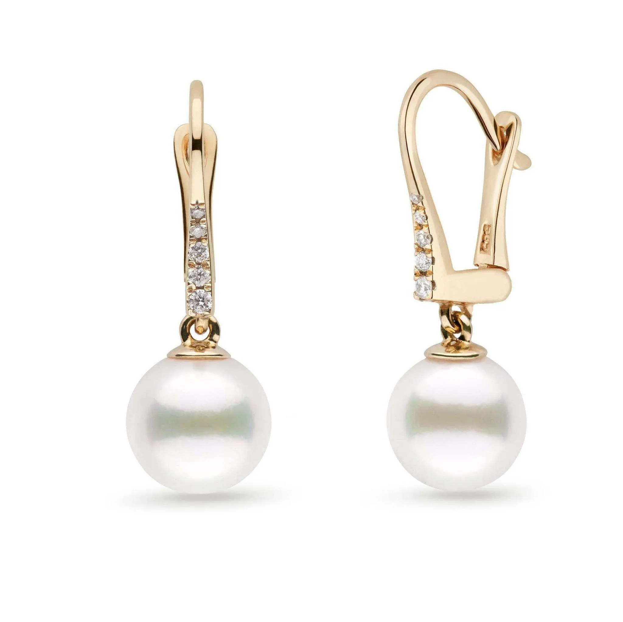 Allure Collection White Freshadama Freshwater 8.5-9.0 mm Pearl & Diamond Dangle Earrings