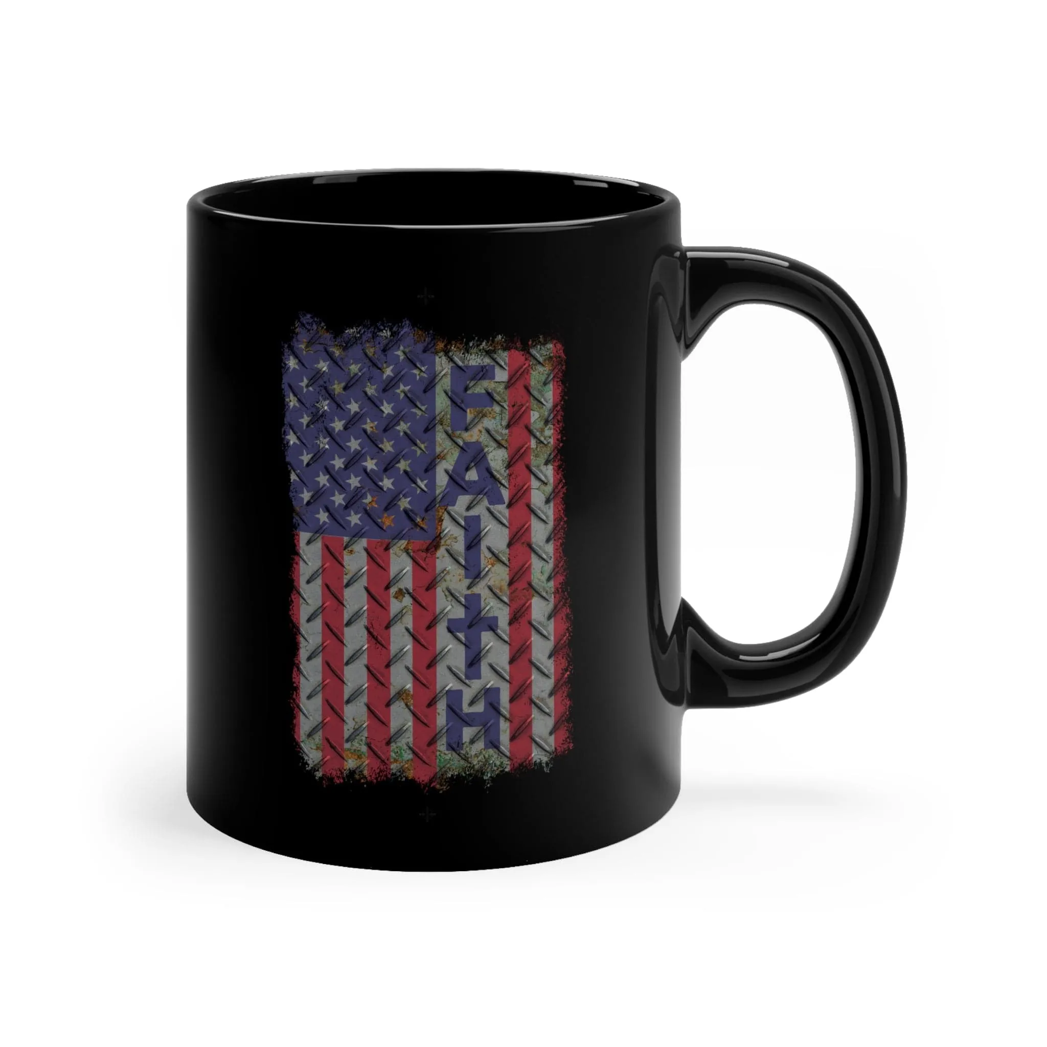 American Faith Metal Plate 11oz Black Mug