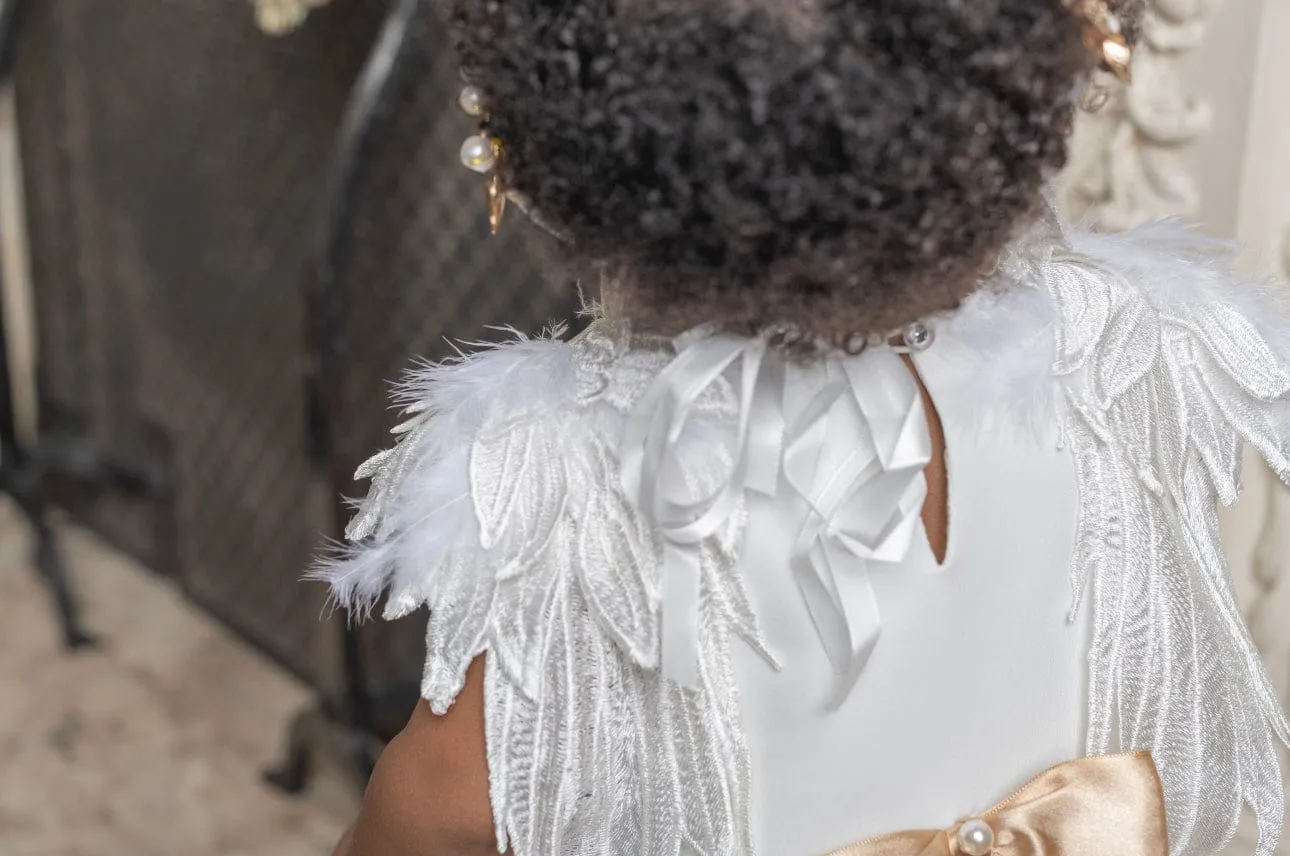 Angelina White Feather Wings Dress