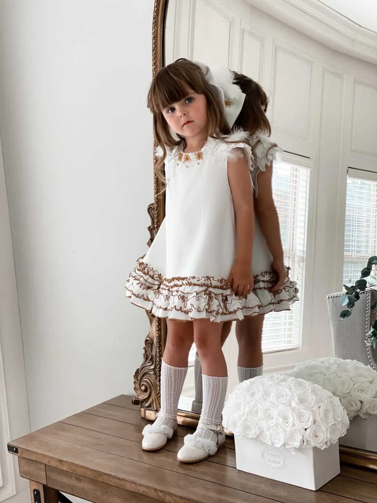 Angelina White Feather Wings Dress