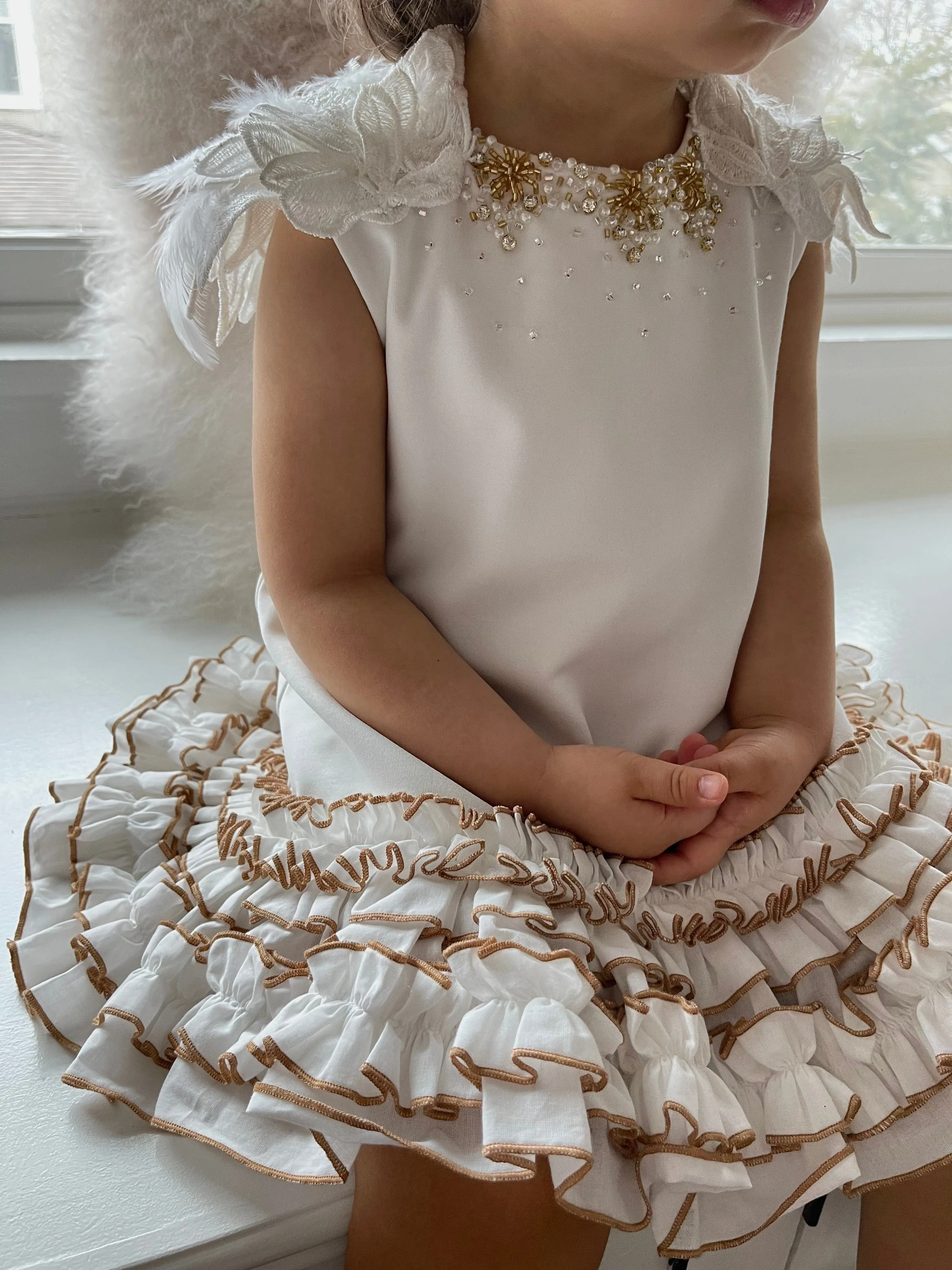 Angelina White Feather Wings Dress