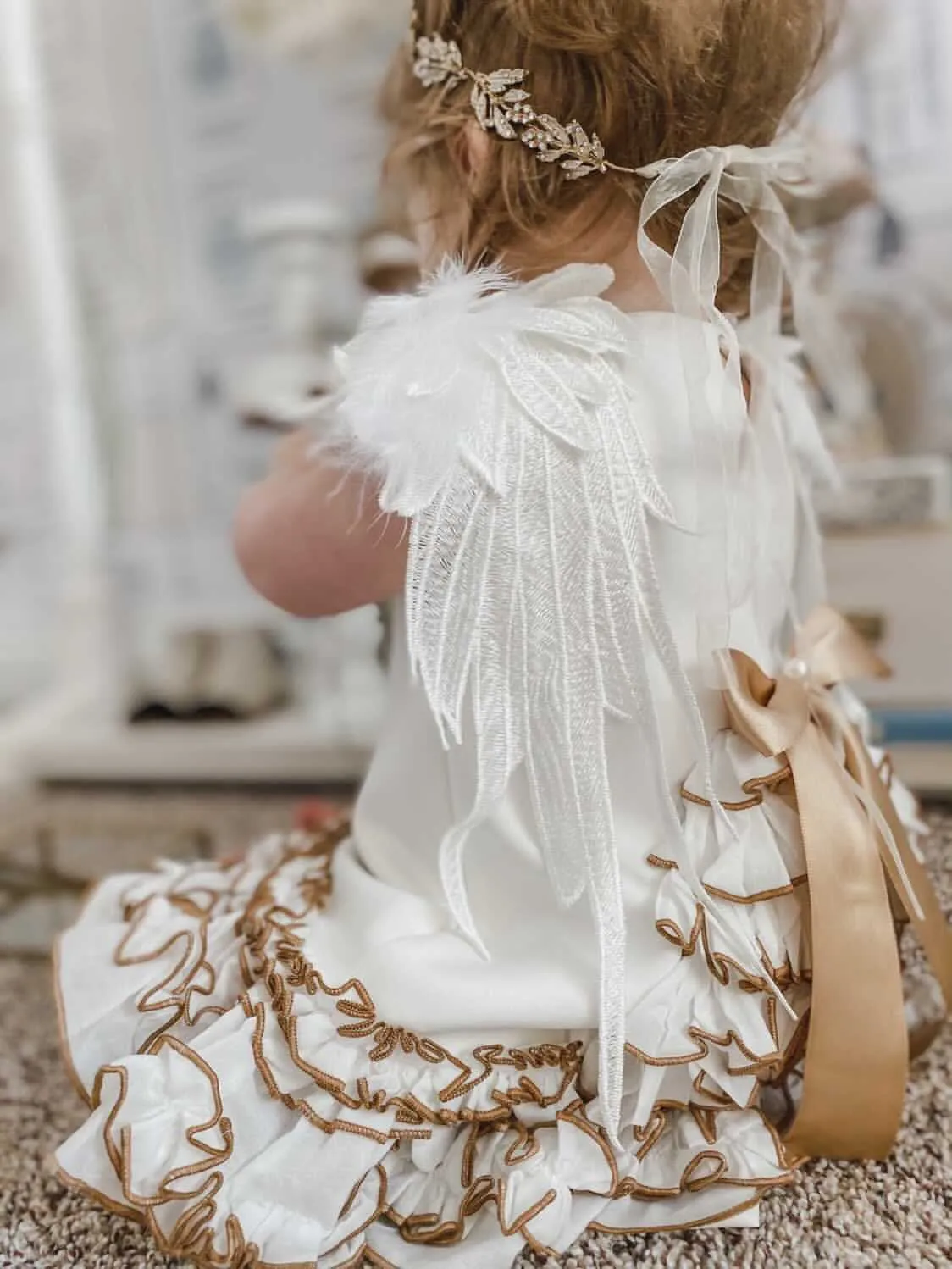 Angelina White Feather Wings Dress