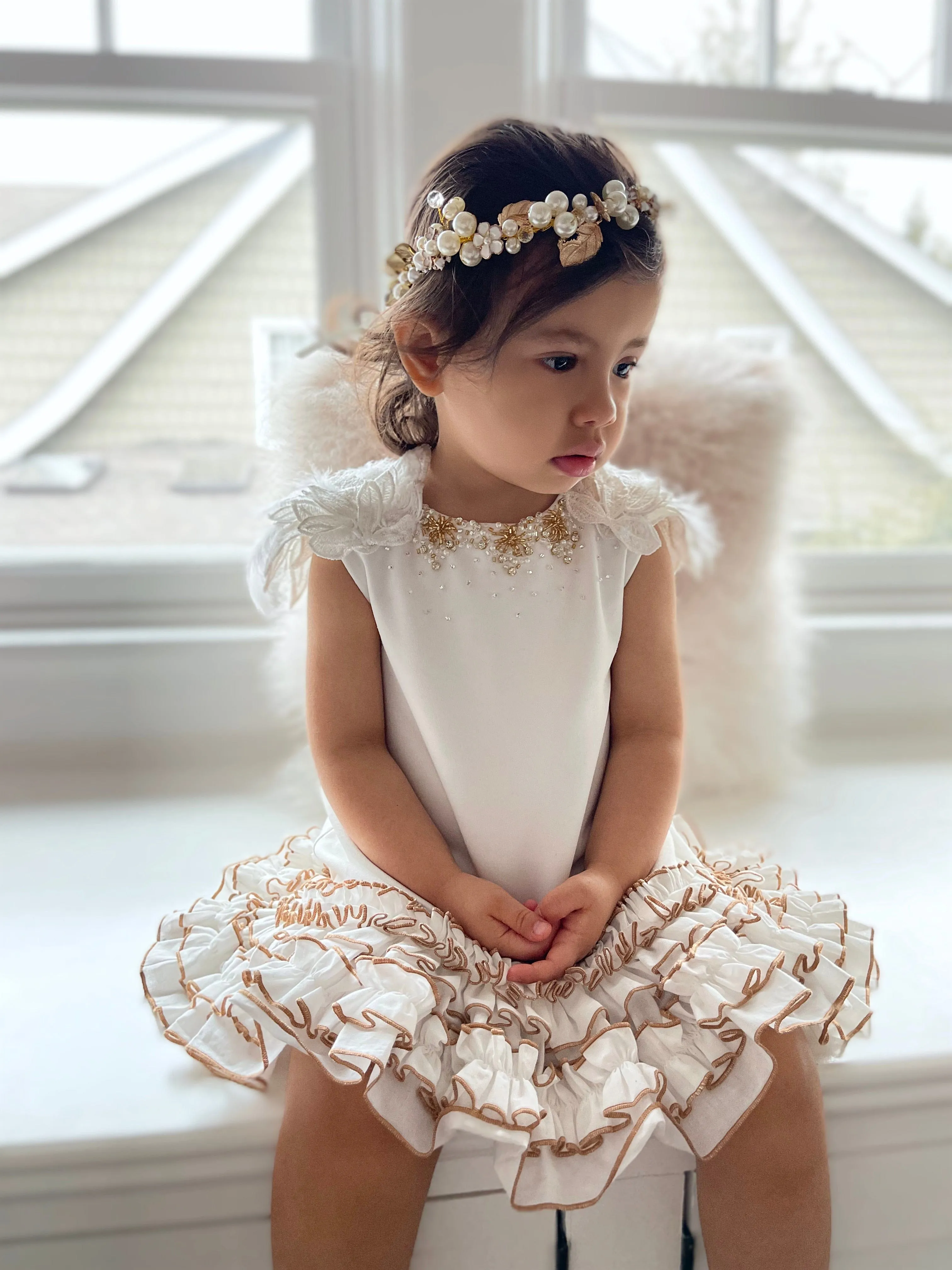 Angelina White Feather Wings Dress