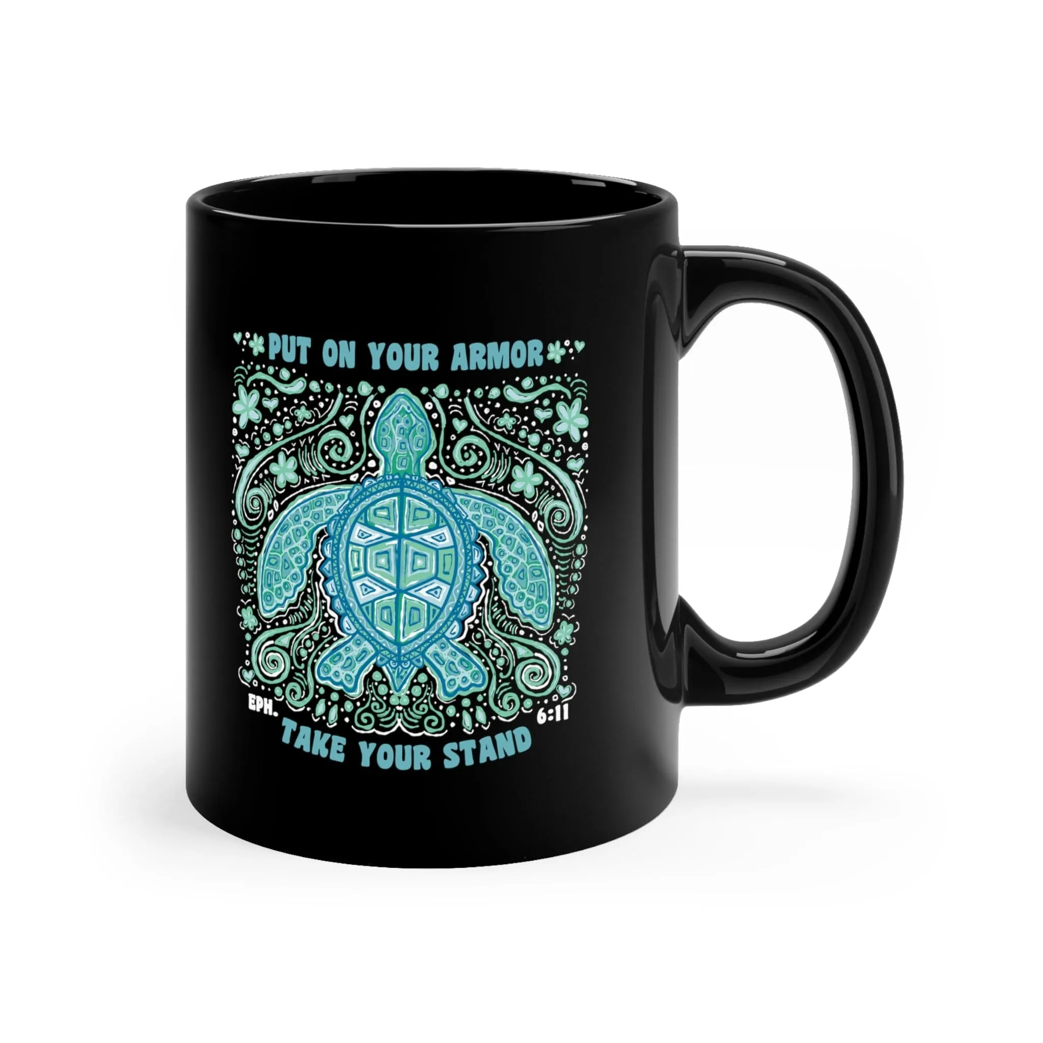 Armor Turtle 11oz Black Mug