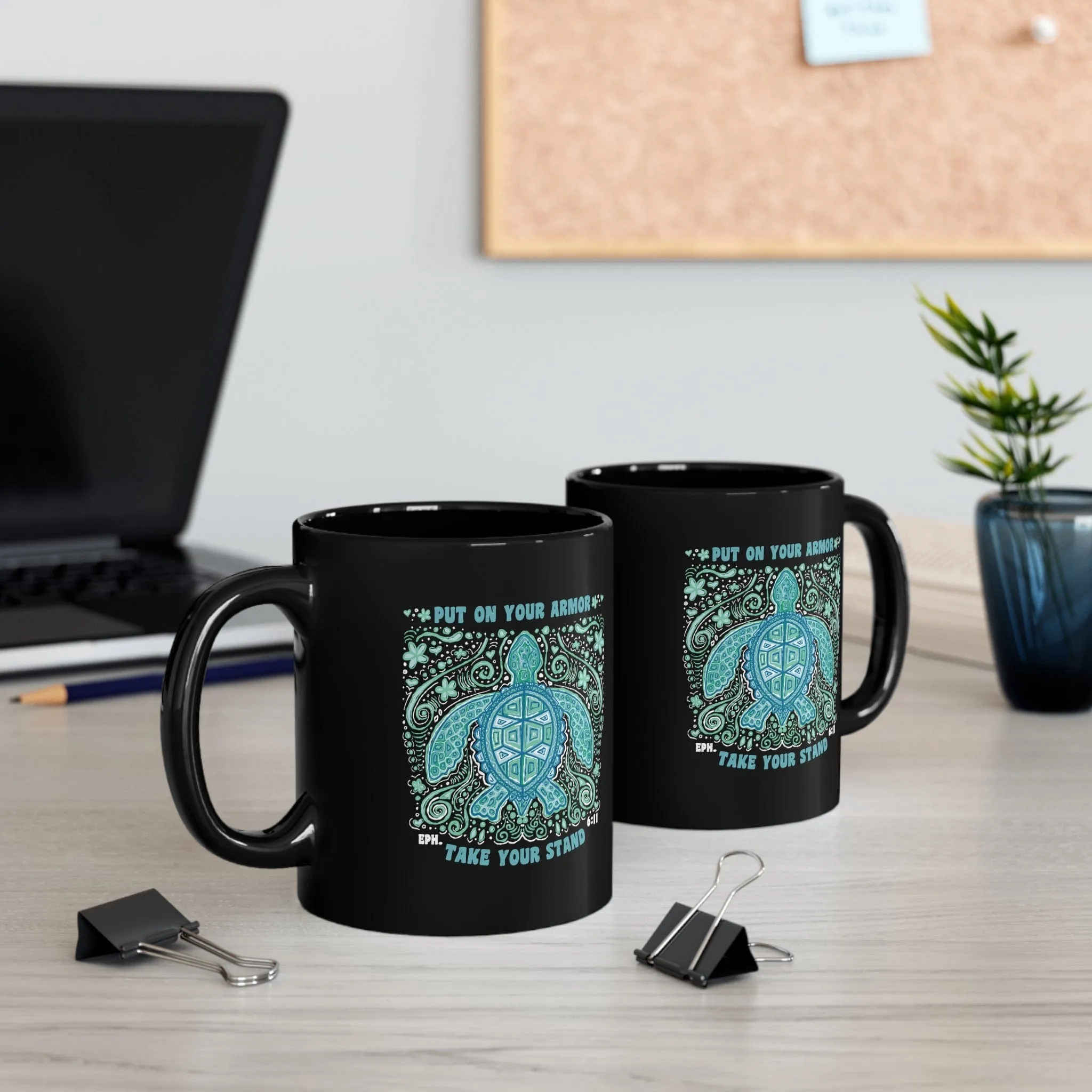 Armor Turtle 11oz Black Mug