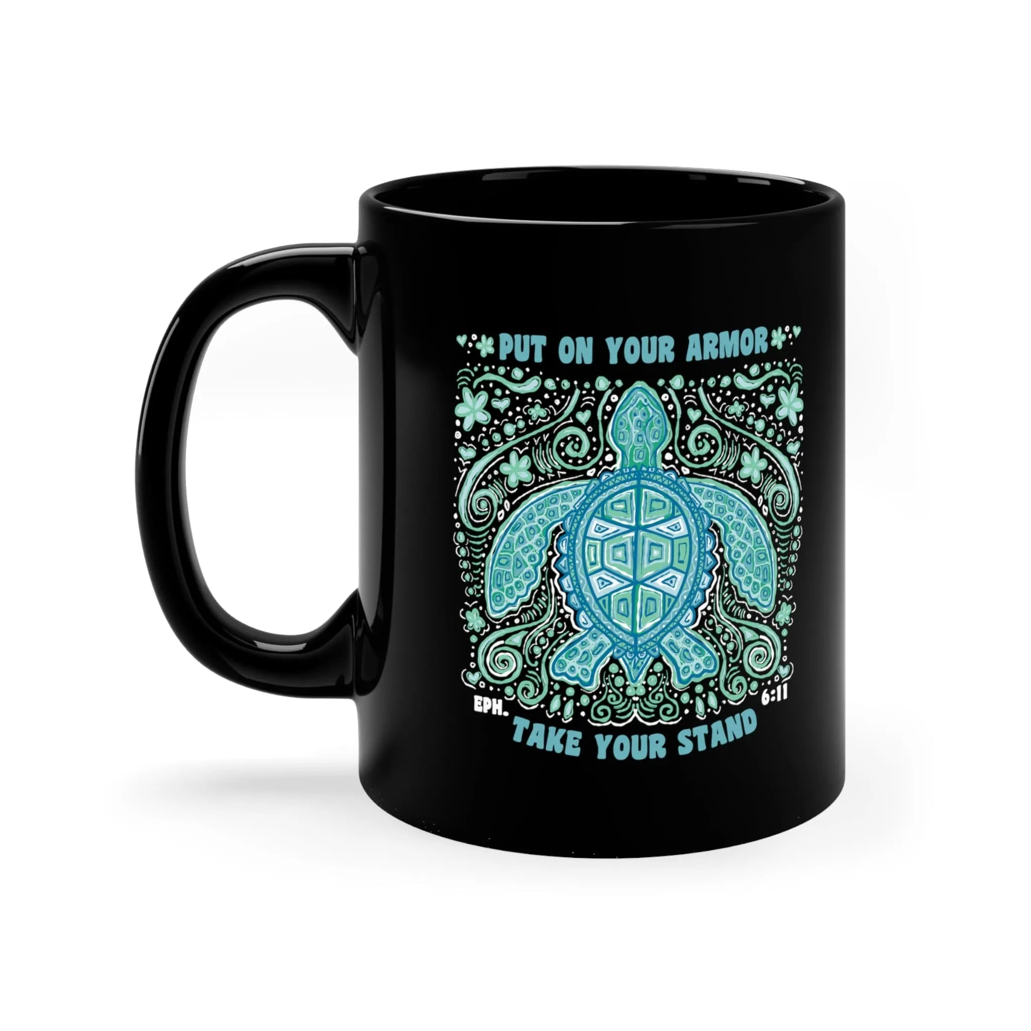 Armor Turtle 11oz Black Mug