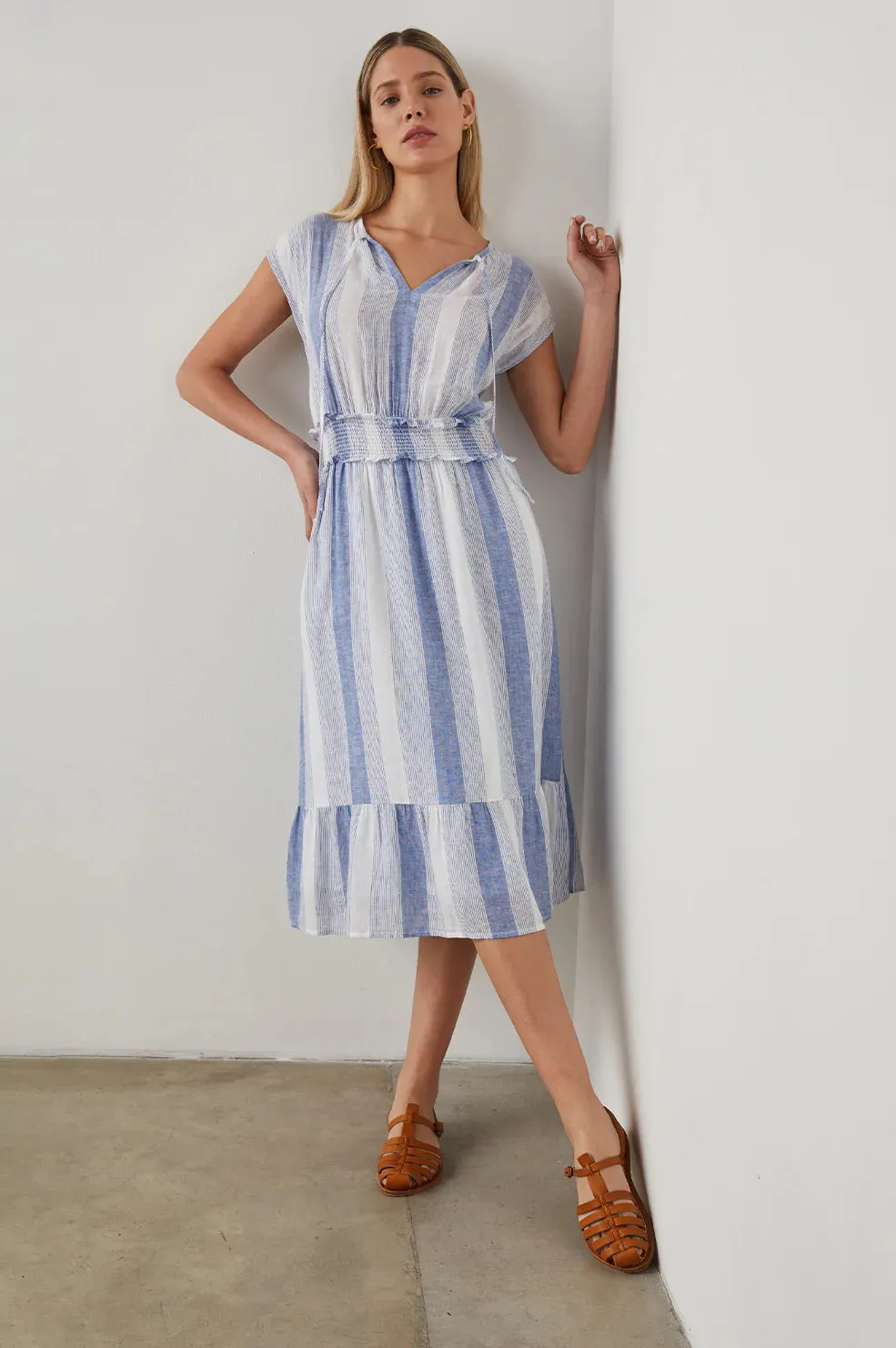 ASHLYN MIDI DRESS (NEVIS STRIPE) - RAILS