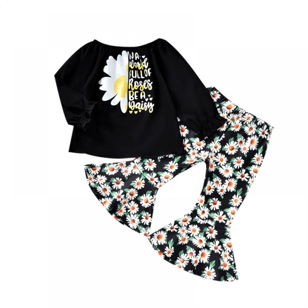 Baby And Toddler Girls Spring Autumn Hollowern Top and Pants Set Leggings For Girls Wholesale