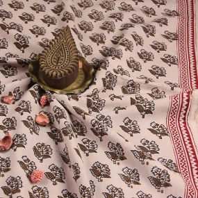 Bagh Leaf Butti Hand Block Printed Cotton Fabric