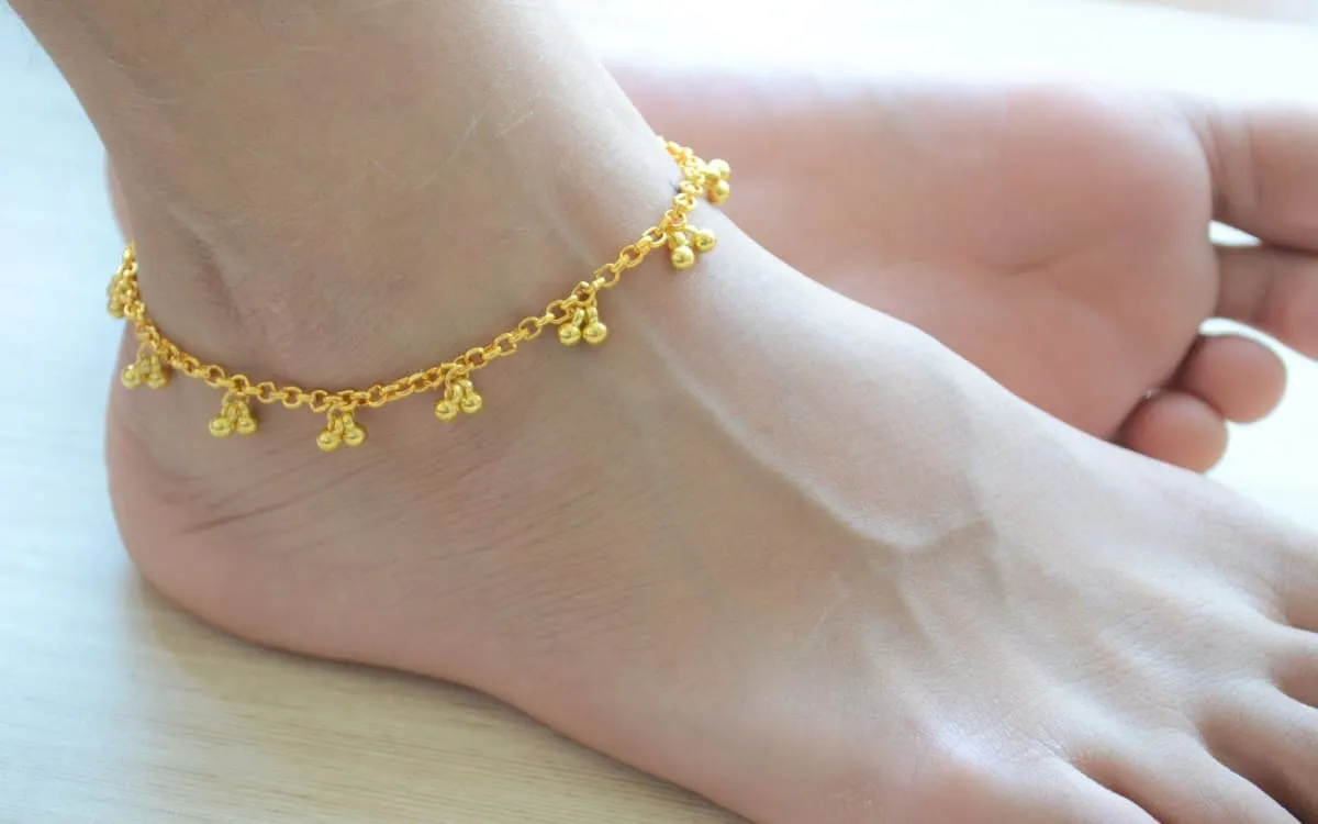 Beaded Beach Boho Anklet, Indian Payal, dainty bridal Ankle Bracelet Set