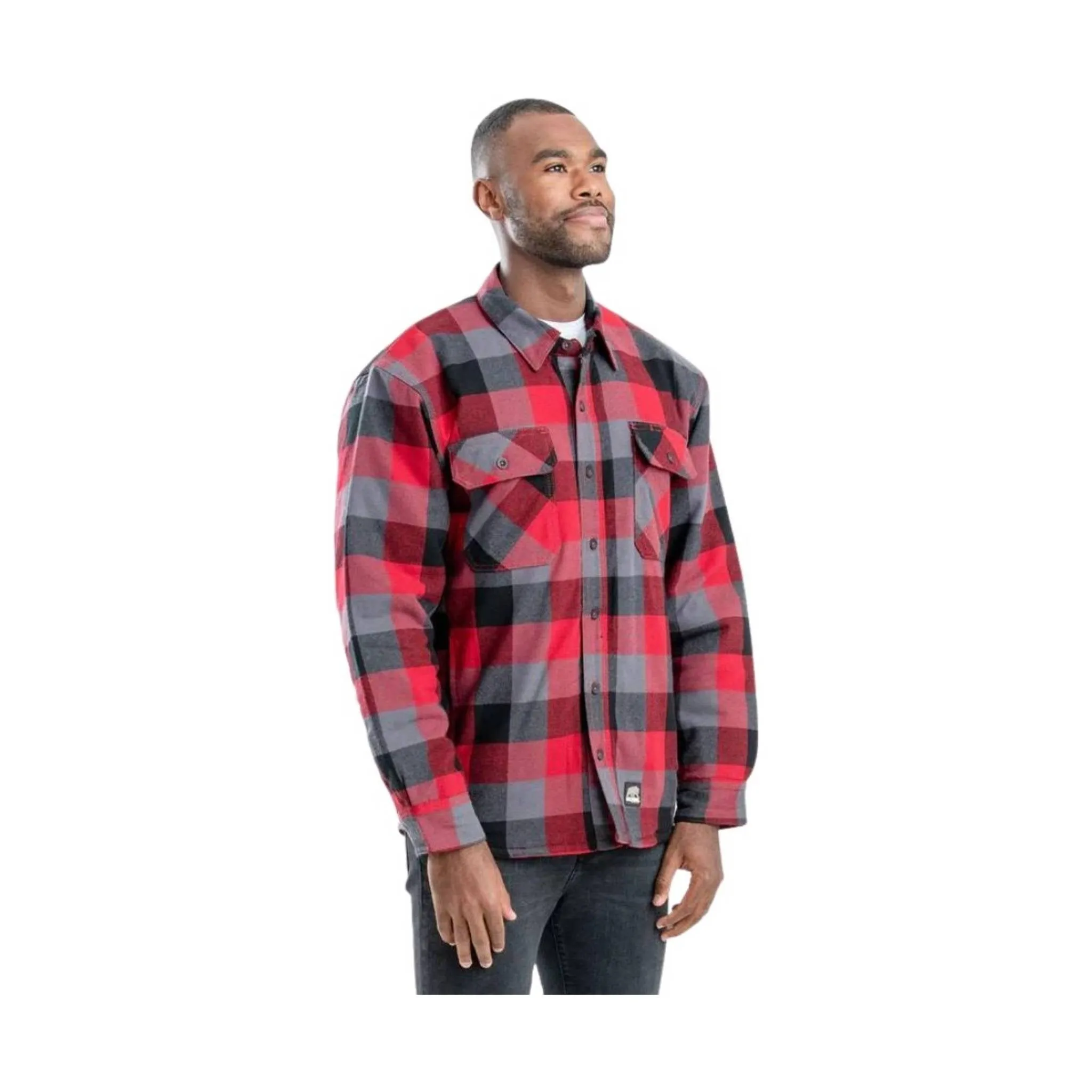 Berne Men's Flannel Shirt Jac - Plaid Red