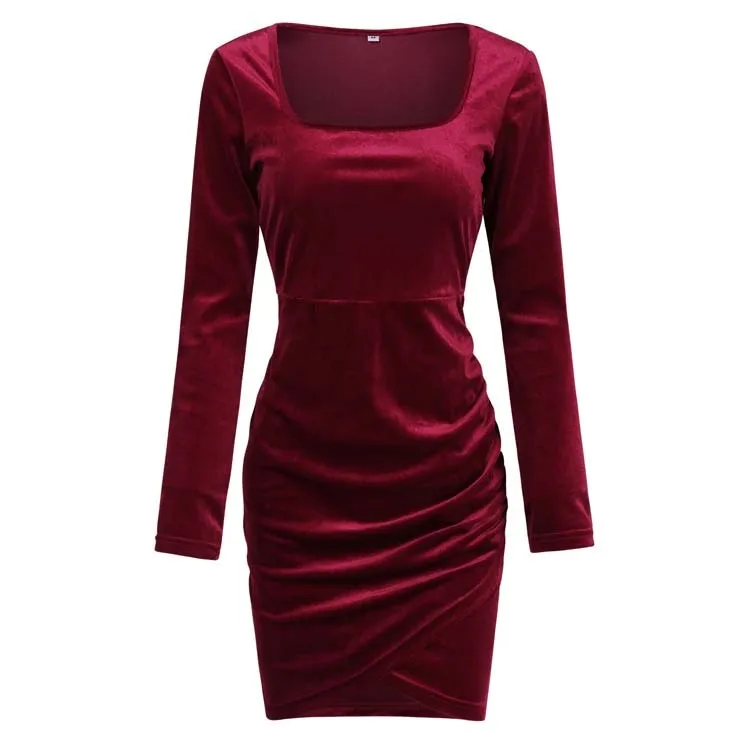 BerriesJam - Autumn Long Sleeve Square Neck Short Party Dress