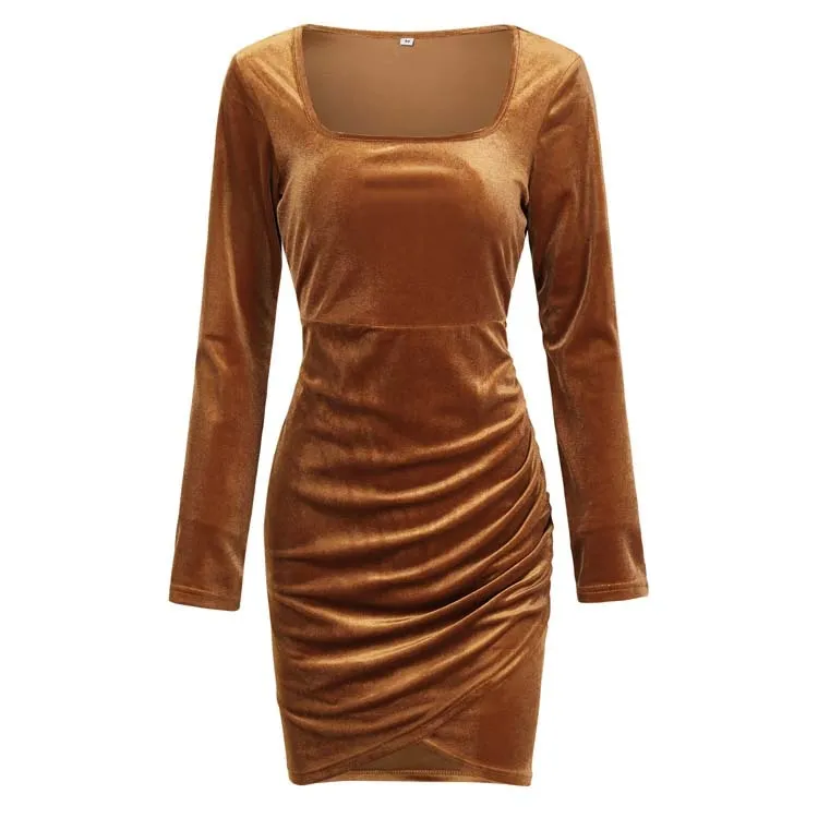 BerriesJam - Autumn Long Sleeve Square Neck Short Party Dress