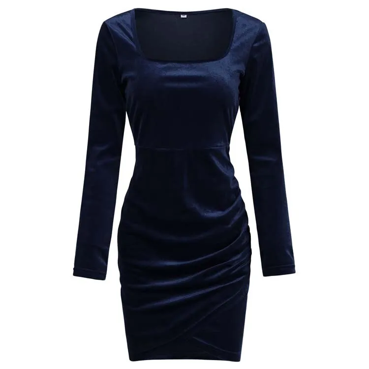 BerriesJam - Autumn Long Sleeve Square Neck Short Party Dress