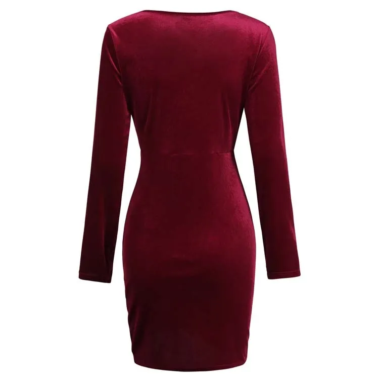 BerriesJam - Autumn Long Sleeve Square Neck Short Party Dress