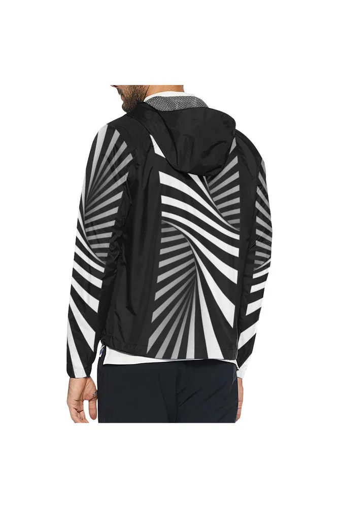 Black & White Illusion All Over Print Windbreaker for Men (Model H23)