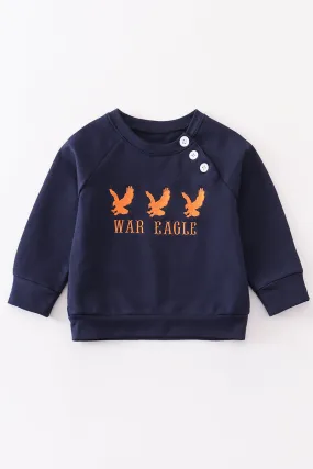 Black Auburn War eagle embroidery boy terry sweatshirt