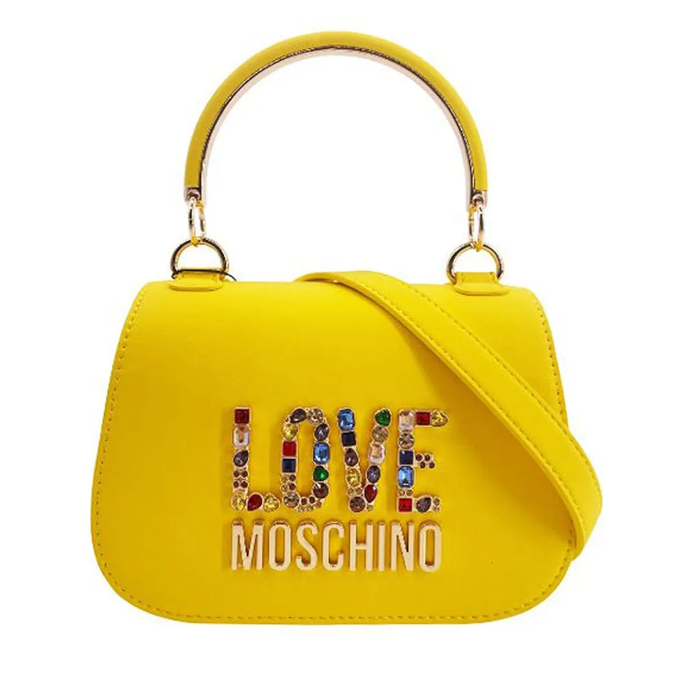 Borsa Donna a Mano LOVE MOSCHINO linea Rhinestone Logo colore Giallo Sole