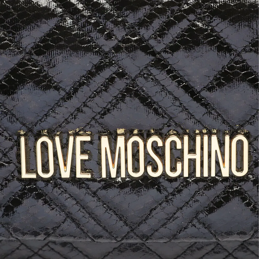 Borsa Donna a Tracolla LOVE MOSCHINO linea Quilted colore Nero stampa Pitone