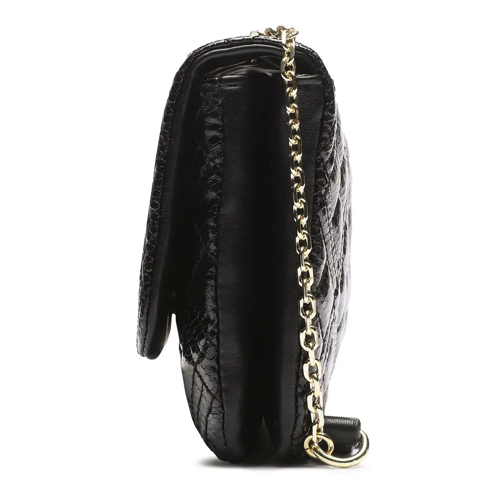 Borsa Donna a Tracolla LOVE MOSCHINO linea Quilted colore Nero stampa Pitone