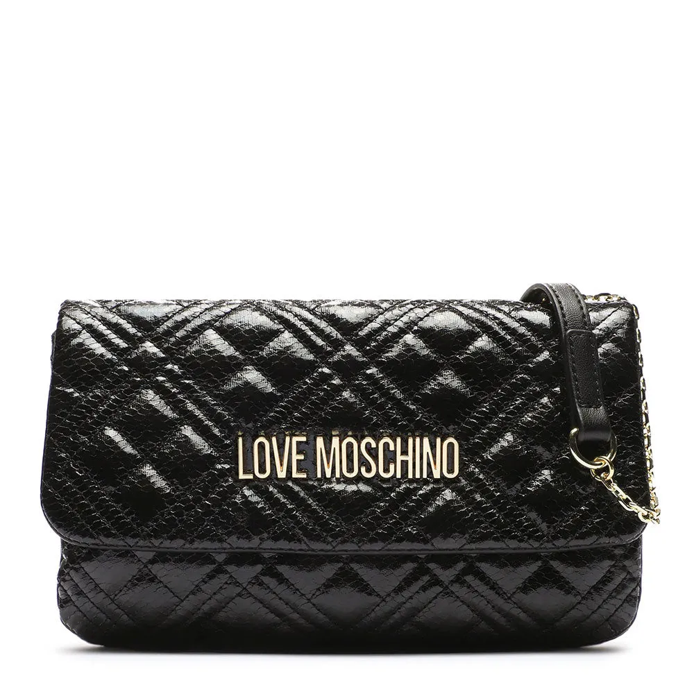 Borsa Donna a Tracolla LOVE MOSCHINO linea Quilted colore Nero stampa Pitone