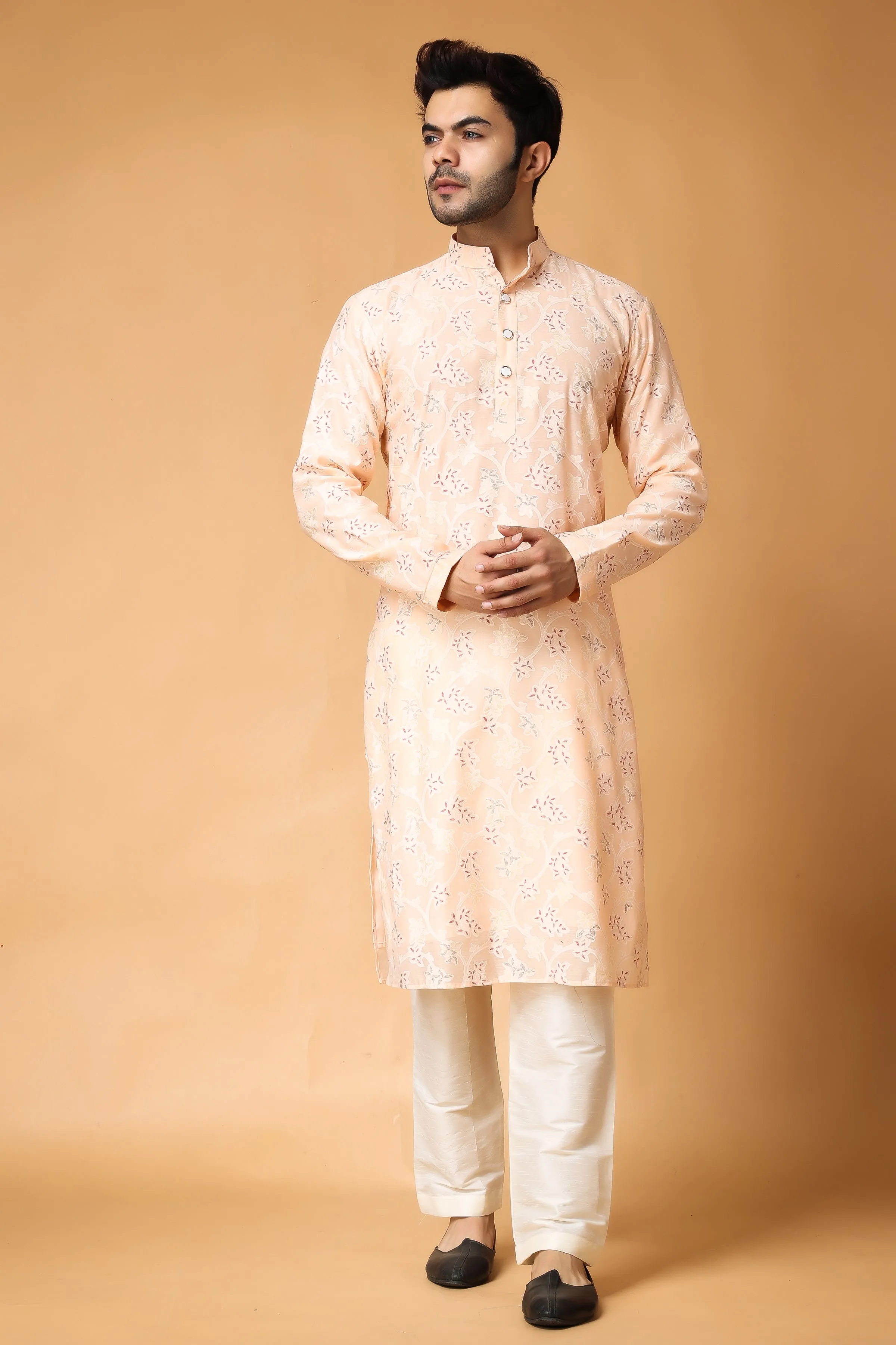 Breezy Peach Printed Kurta