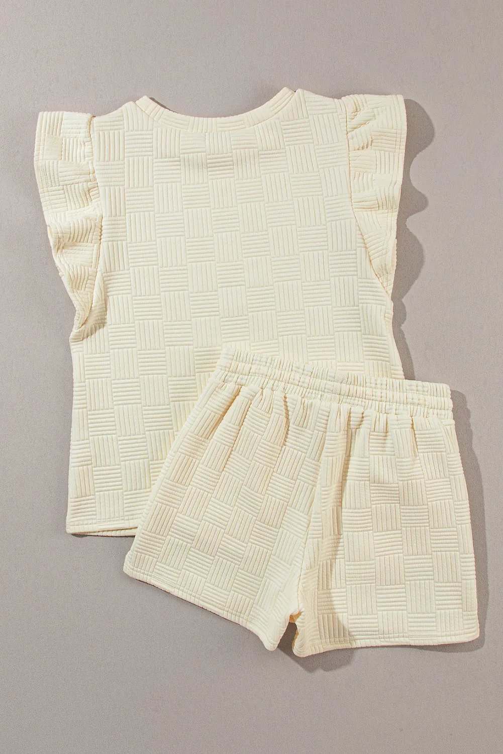 Butter Textured Ruffled Sleeve Tee and Drawstring Shorts Set (Takes 2 Weeks Delivery)