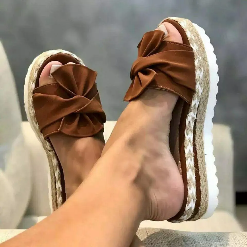 Butterfly-knot Flat with Women's Sandals Summer Holiday Beach Sexy