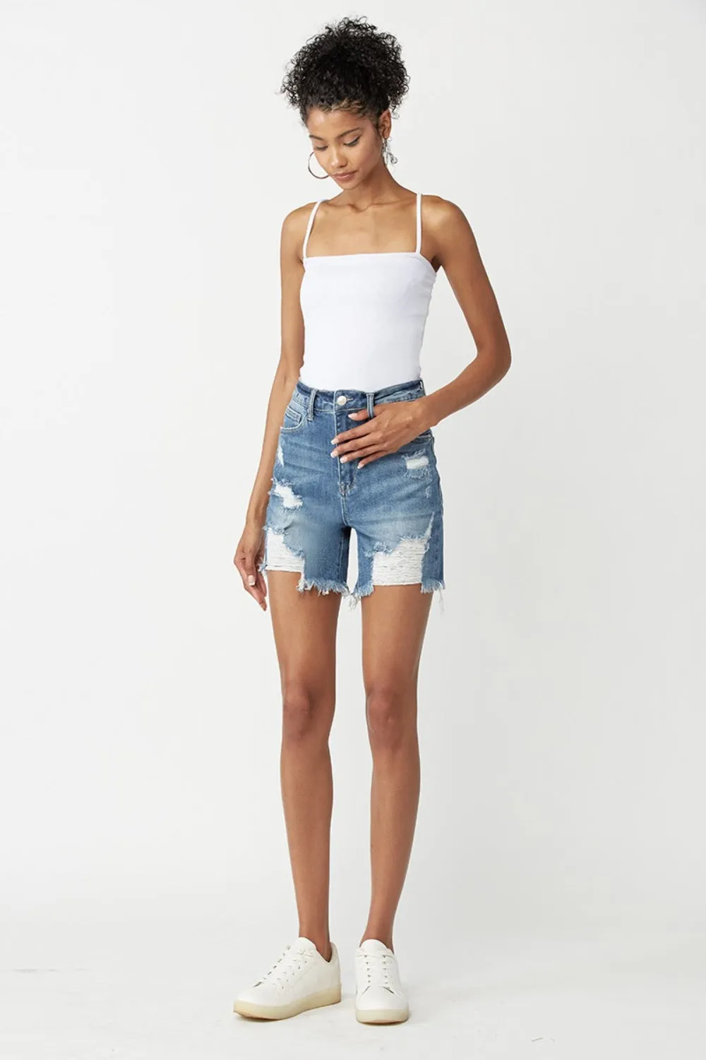 Cade Distressed Mom Shorts