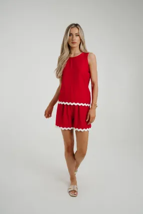 Caitlyn Scallop Trim Two Piece In Red