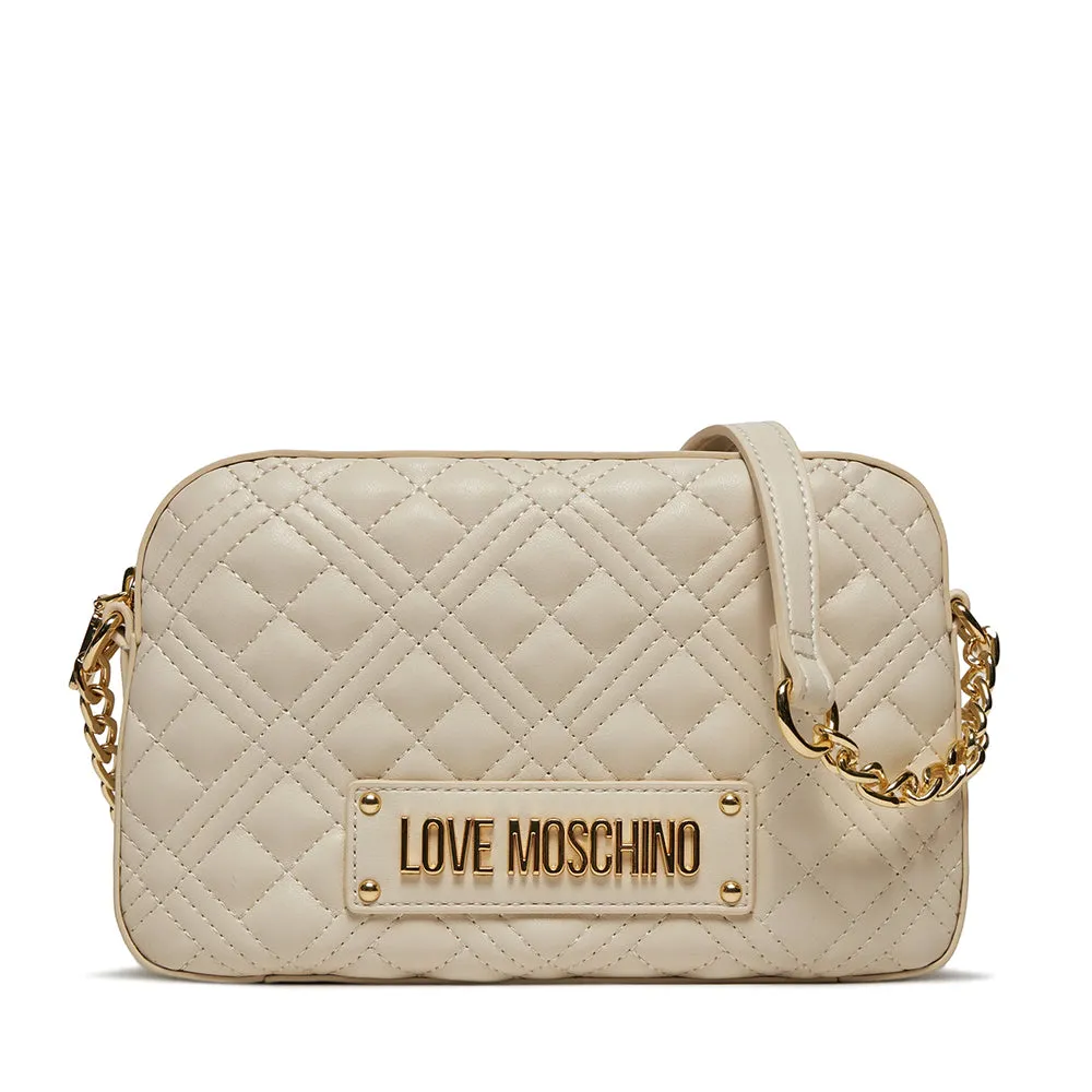 Camera Case con Tracolla LOVE MOSCHINO linea Shiny Quilted Avorio