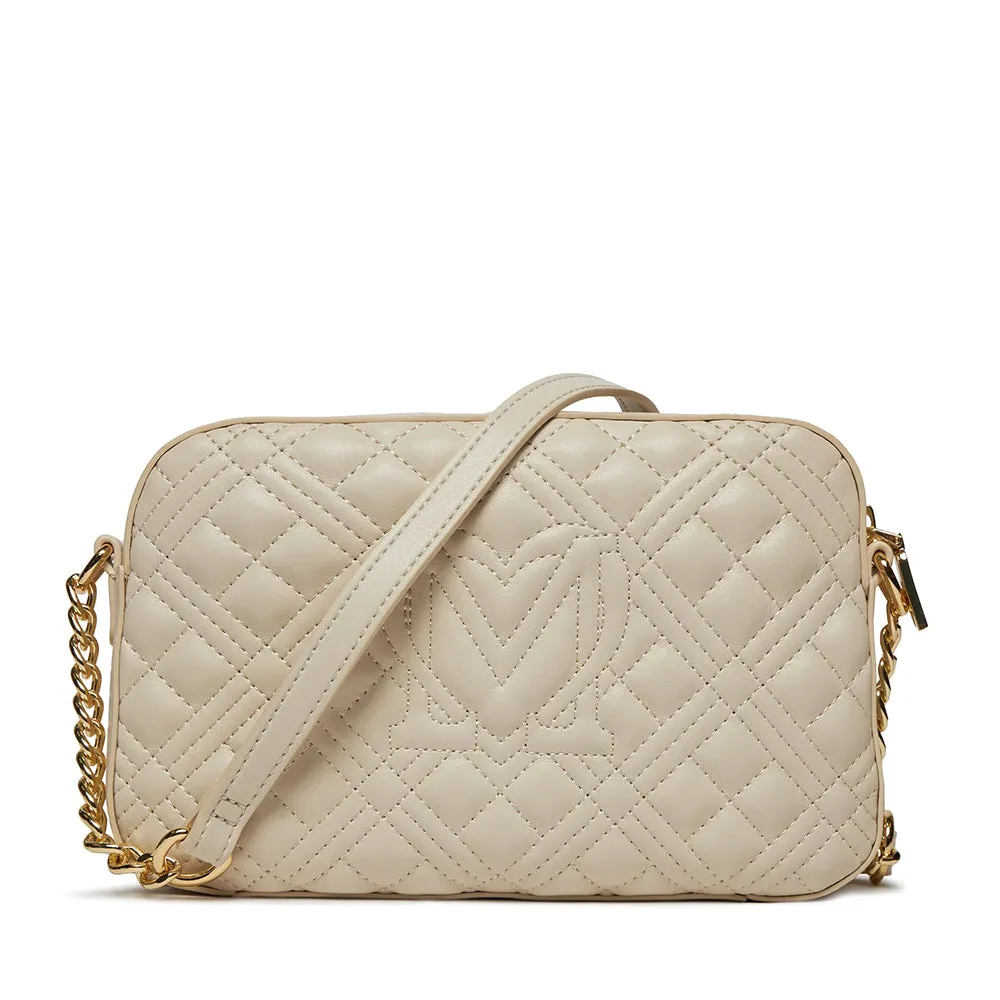 Camera Case con Tracolla LOVE MOSCHINO linea Shiny Quilted Avorio